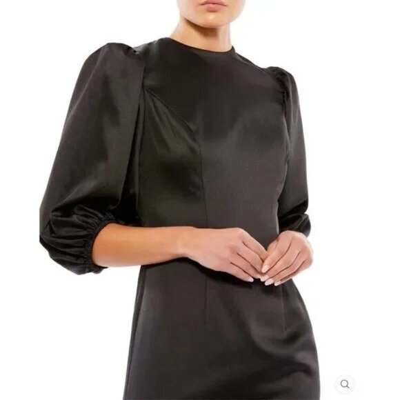 Mac Duggal‎ 26672 Cocktail Party Dress Black Satin Minidress Jewel Fringe Sz 4 - Picture 3 of 11
